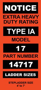 Label on recalled Liberty model ladders